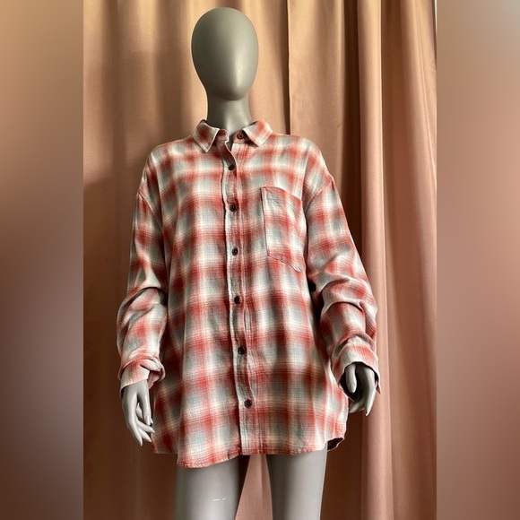 NWT Wild Fable XL Plaid Shirt Relaxed Fit with Pockets Trendy Boyfriend Style - Picture 1 of 7